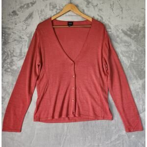 Eileen Fisher Silk Sweater Womens Large Cardigan‎ Button Front Light Red 100%